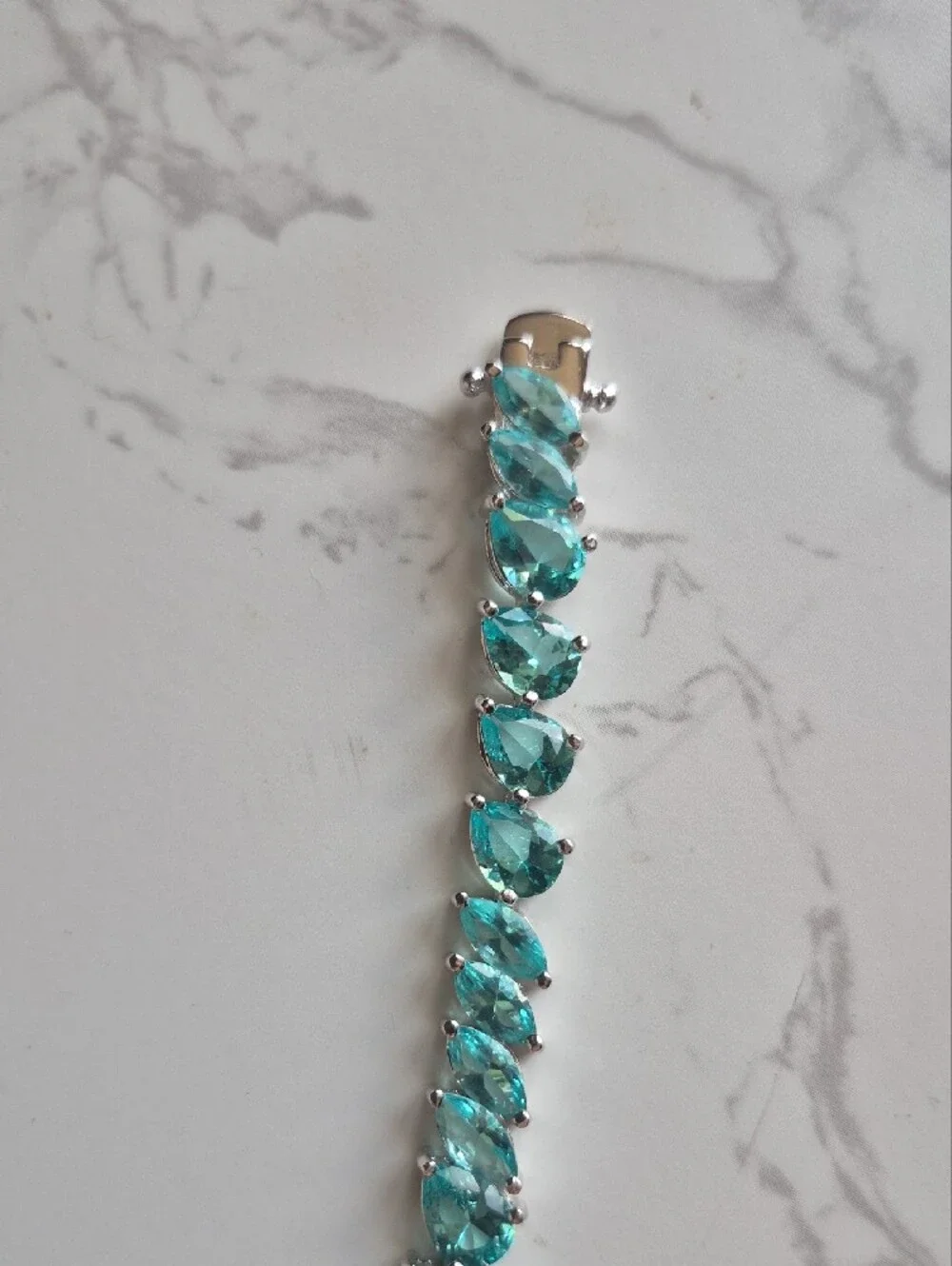 925 Sterling Silver Bright Aqua Tennis Bracelet